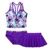 Aislor Kids Girls Tankini Costumes Outfits Summer Swimming Swimsuit Swimwear Bathing Suit Purple Skirts 12 Years view 3