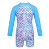 Aislor Infant Baby Girls Long Sleeves Mermaid Fish Scales Pattern Leotard Jumpsuit Swimsuit Swimming Swimwear Blue 6-12 Months view 2