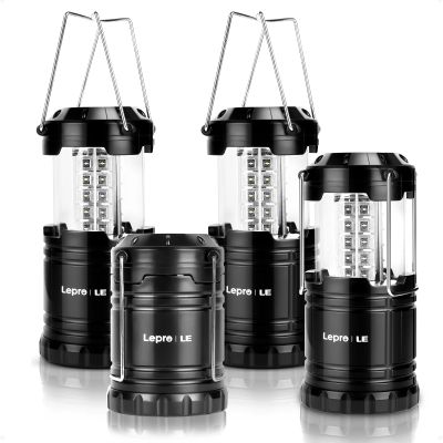 Lepro LED Camping Lanterns, 4 Pack, Collapsible, IPX4 Water Resistant