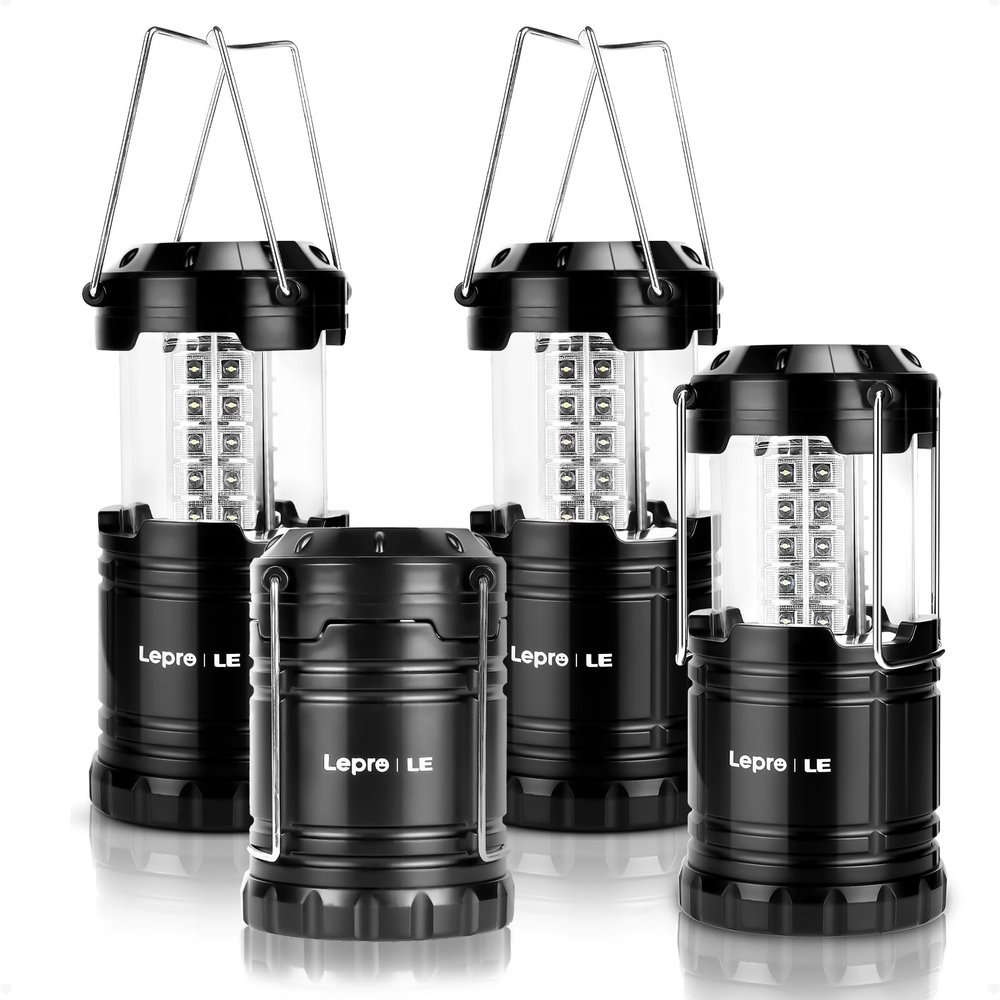 Lepro LED Camping Lanterns, 4 Pack, Collapsible, IPX4 Water Resistant