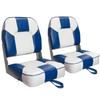 Leader Accessories A Pair of New Low Back Folding Boat Seat(2 seats) (D-White/Blue) view 1