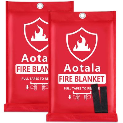 Aotala Fire Blankets Emergency for Home and Kitchen Fire Emergency Blanket for Home Fireproof Blanket for Camping, Grill, BBQ, Picnic, Fireplace, Office (2Pack)