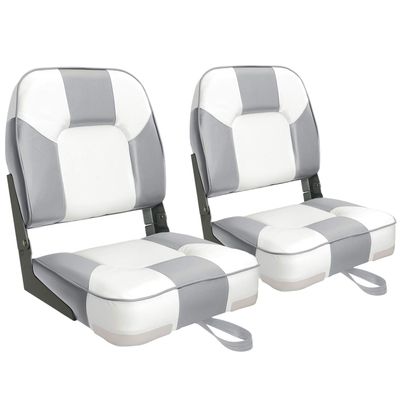 Leader Accessories A Pair of New Low Back Folding Boat Seat(2 seats) (D-White/Grey)
