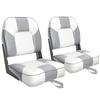 Leader Accessories A Pair of New Low Back Folding Boat Seat(2 seats) (D-White/Grey) view 1