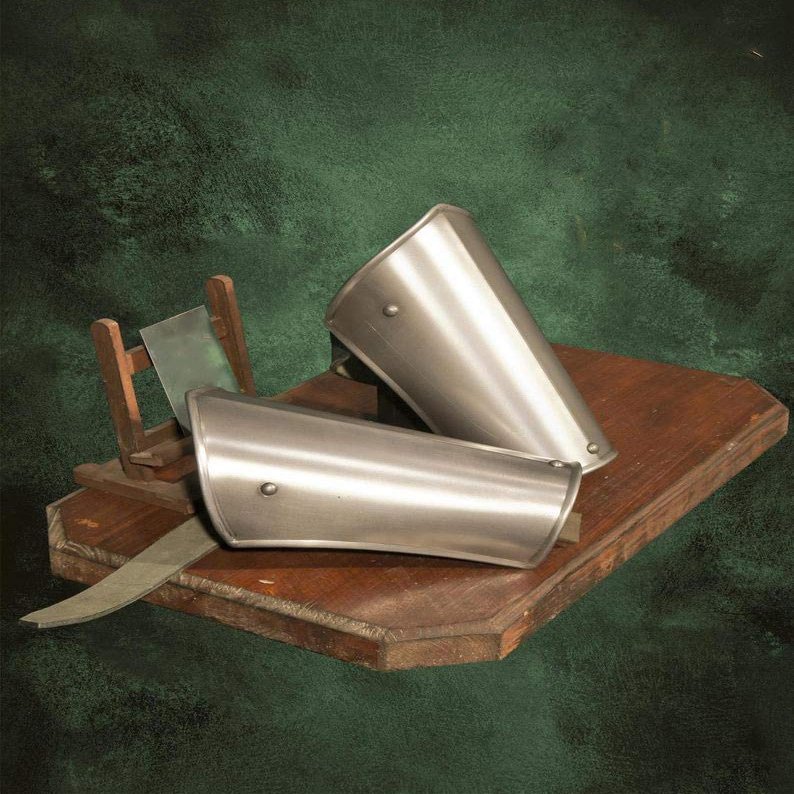 ARTIZANSTORE Metal Armor for LARP-Militia Armor for Men-Arm Rails-Light, Handwork