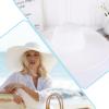 1Pcs Women Wide Brim Straw Hat Foldable Beach Floppy Sun Hat White for Head Circumference 22-22.8in view 3