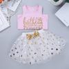 JanJean Toddler Baby Girls First Birthday Outfit Cake Smash Outfit Racer-Back Shirt with Polka Dots Princess Tutu Skirt Set (Pink, 18-24 Months) view 3