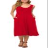Urban CoCo Women's Summer Casual Sleeveless Flared Midi Dress Swing T-Shirt Dresses with Pockets (L, Red) view 3
