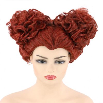 LeMarnia Women's Red Short Curly Ball Head Witch Wig for Cosplay Halloween Costume Party Wig