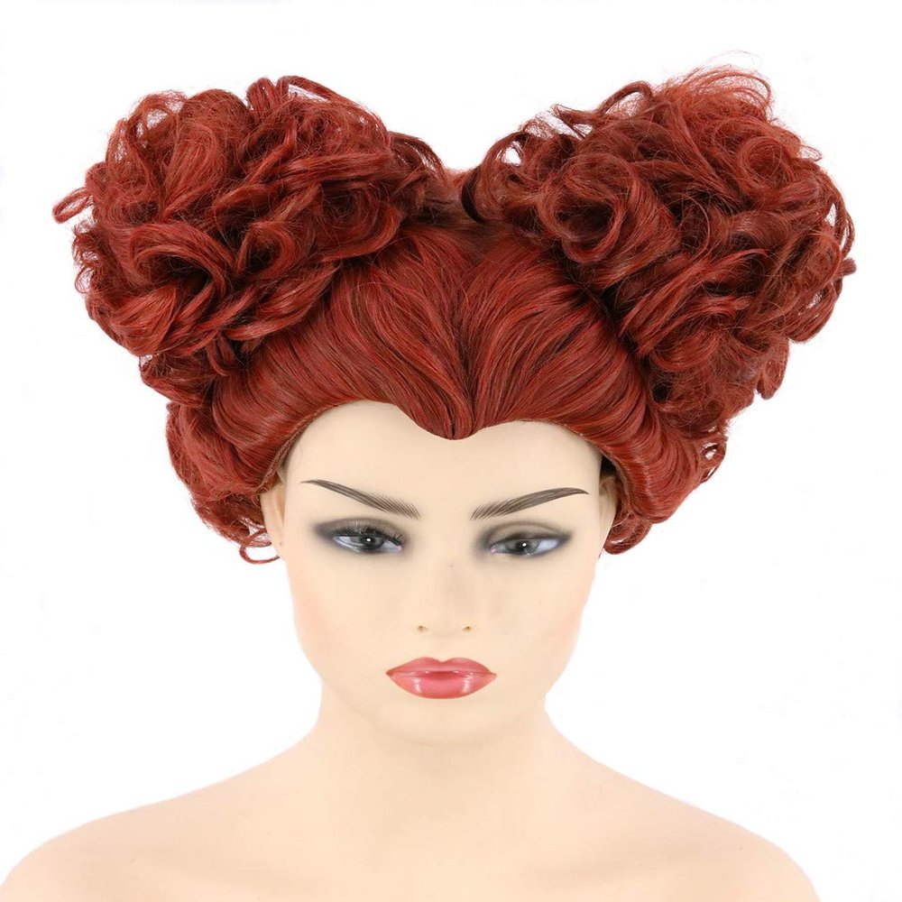 LeMarnia Women's Red Short Curly Ball Head Witch Wig for Cosplay Halloween Costume Party Wig