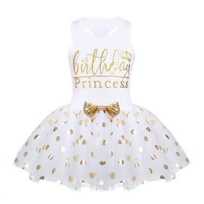JanJean Toddler Baby Girls First Birthday Outfit Cake Smash Outfit Racer-Back Shirt with Polka Dots Princess Tutu Skirt Set (White, 18-24 Months)