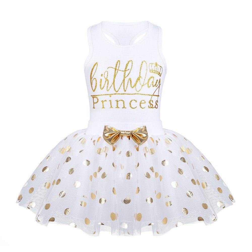 JanJean Toddler Baby Girls First Birthday Outfit Cake Smash Outfit Racer-Back Shirt with Polka Dots Princess Tutu Skirt Set (White, 18-24 Months)