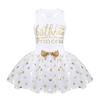 JanJean Toddler Baby Girls First Birthday Outfit Cake Smash Outfit Racer-Back Shirt with Polka Dots Princess Tutu Skirt Set (White, 18-24 Months) view 1