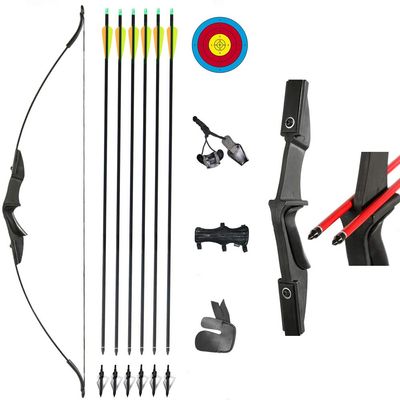 TOPARCHERY Archery 57" Takedown Youth Recurve Bow and Arrow Set Long Bow Kit with 6pcs Fiberglass Arrows for Beginner Teenagers Right Left Hand Black - Draw Weight 20lbs- 40lbs (20)
