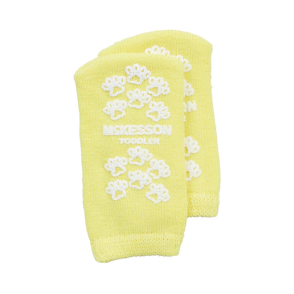 McKesson Unisex Slipper Socks Toddler Size 4 to 7-1/2 Yellow - 1 Pair