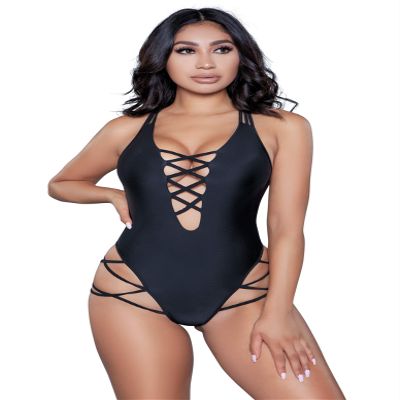 Be Wicked 1977 Amaya Swimsuit, Black, X-Large