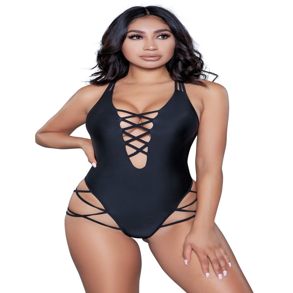 Be Wicked 1977 Amaya Swimsuit, Black, X-Large