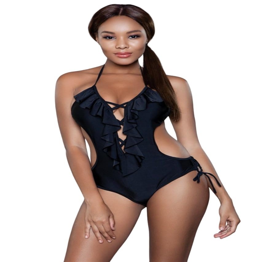 Be Wicked 1970 Violet Swimsuit, Black, Medium