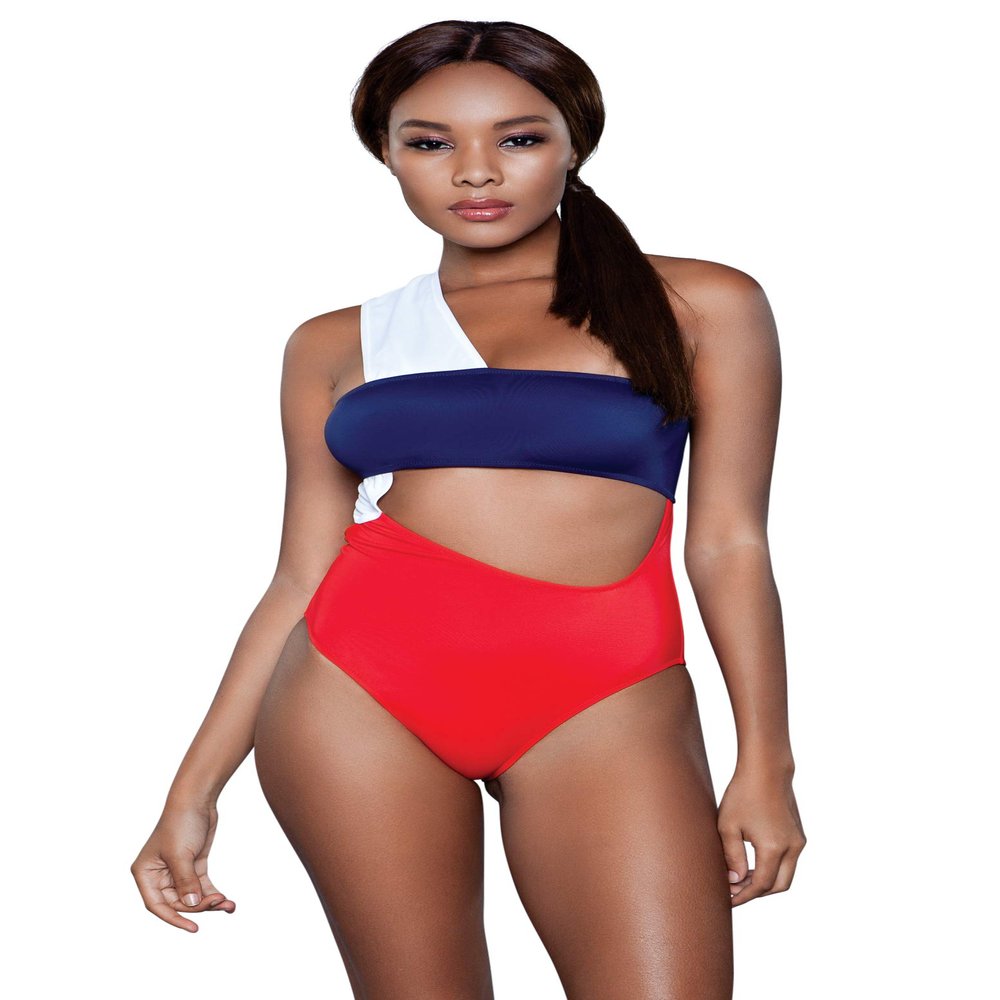 Be Wicked 1973 Kennedy Swimsuit, Red/White/Blue, X-Large