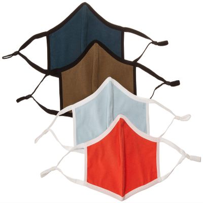 Quality Durables Unisex-Adult's 4-Pack Knit Washable Reusable Face Mask with Elastic Ear Loop, Grey/Orange/Olive/Light Blue, Small/Medium