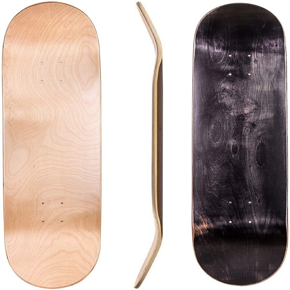 Cal 7 Blank Maple Skateboard Deck | 7.75, 8.0, 8.25 and 8.5 Inch | (Black/Natural, 7.75 inch)