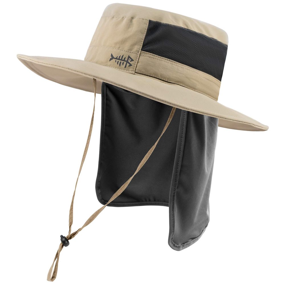 BASSDASH UPF 50+ Sun Fishing Hat Water Resistant with Detachable Neck Flap Khaki