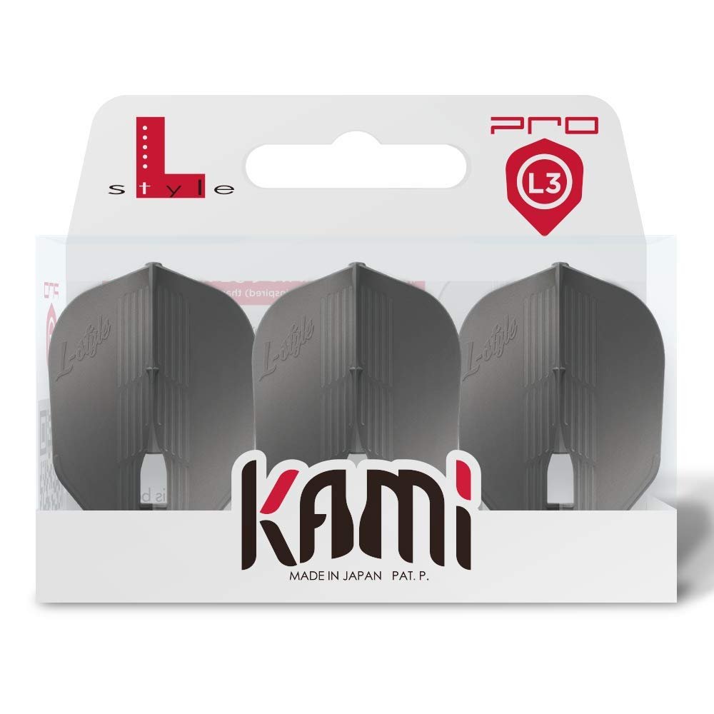 LSTYLE Dart Flights - L3 PRO KAMI Shape - Gun Metallic | Set of 3 | for Soft & Steel Tip Darts