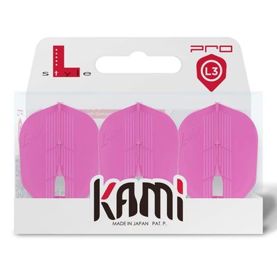 LSTYLE Dart Flights - L3 PRO KAMI Shape - Pink | Set of 3 | for Soft & Steel Tip Darts