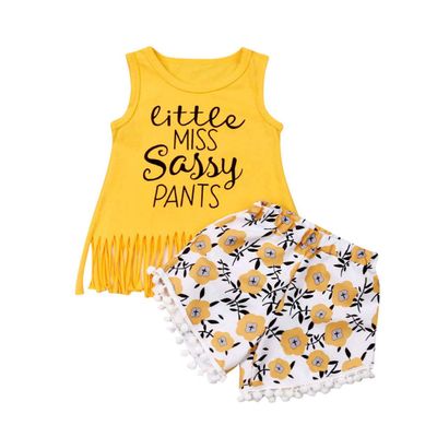 1-5T Toddler Baby Girl Dinosaur Outfits Set Letter Pink Tank Tee Tops+Dinosaur Short Pants Clothes Set (Sunflower 1, 1T-2T)