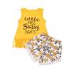 1-5T Toddler Baby Girl Dinosaur Outfits Set Letter Pink Tank Tee Tops+Dinosaur Short Pants Clothes Set (Sunflower 1, 1T-2T) view 1