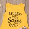 1-5T Toddler Baby Girl Dinosaur Outfits Set Letter Pink Tank Tee Tops+Dinosaur Short Pants Clothes Set (Sunflower 1, 1T-2T) view 3