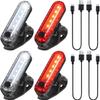 4 Pieces USB Rechargeable LED Bicycle Light Rear and Front Bike Light Waterproof Bike Headlight and Taillight, 4 USB Cables Included view 1