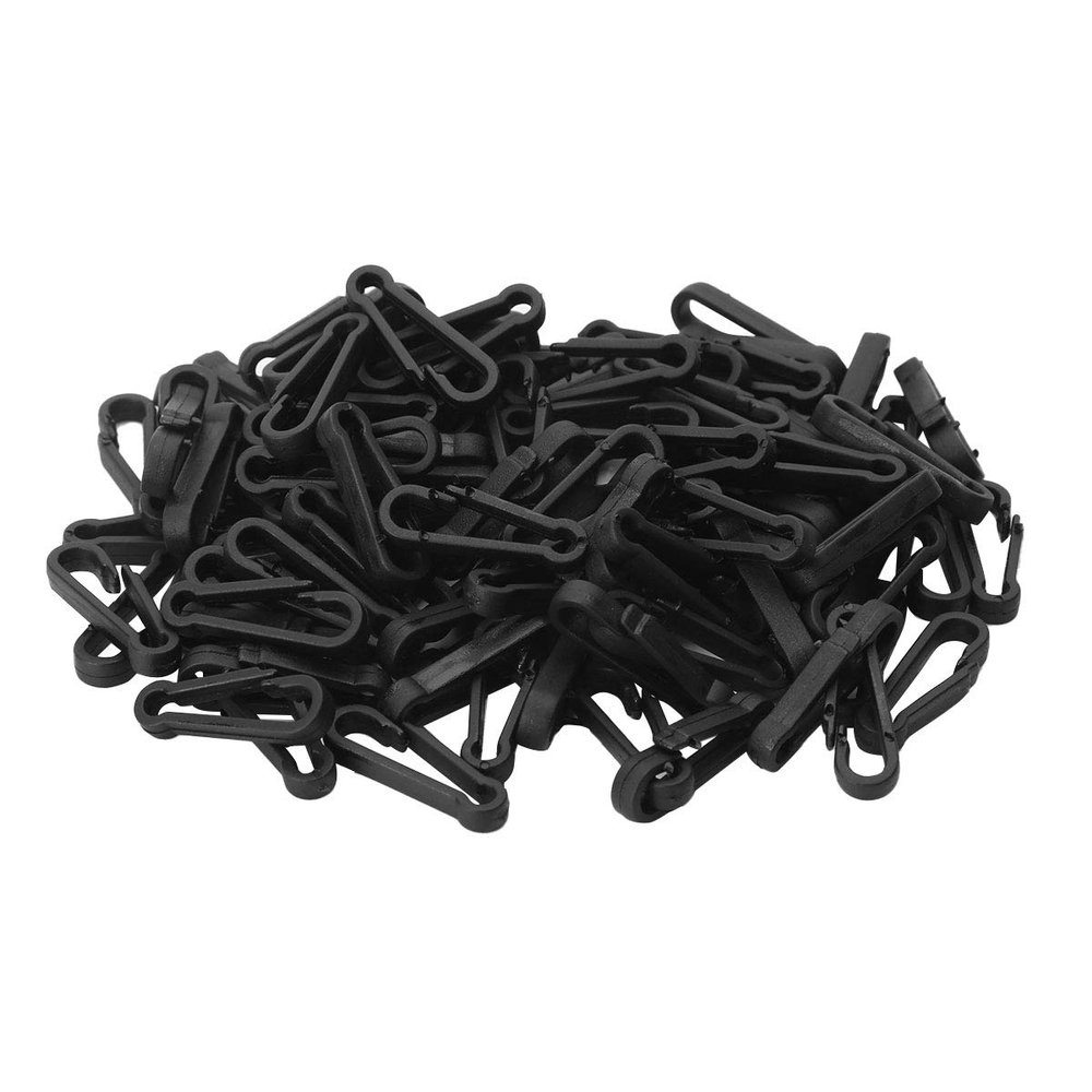 CHICTRY 100Pcs Mini Carabiner Clip Hooks Plastic Hanging Buckle Backpack Clasps for Paracord Toys Chain Key Rings Strap Bag Black One Size