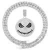 HH BLING EMPIRE 14k Gold Silver Plated Hip Hop Rapper Pendant Chain Necklace for Men, Iced Out Diamond Skull Crown Pendant with 4mm Rope Chains 24 Inch (skull-Silver,& Rope) view 1