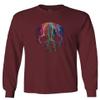 0292. Cool Graphic Skull Melting Streetwear Hip hop Society Men's Long Sleeve t Shirt (Maroon Small) view 1