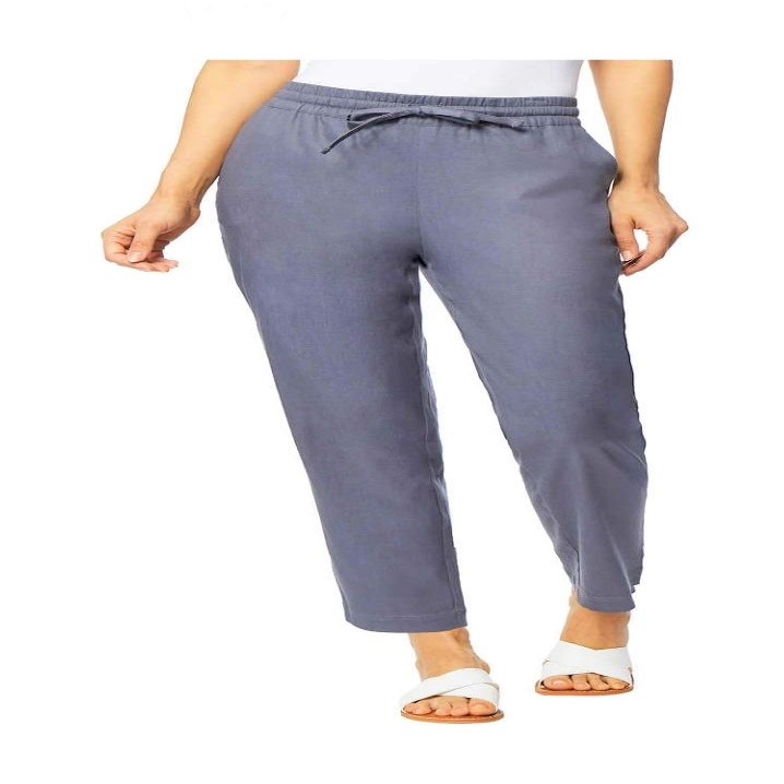 32 Degrees Ladies' Stretch Linen Blend Pant (Gray, X-Large)