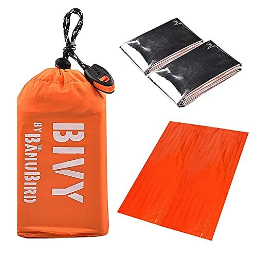 2/3 pcs/Set Outdoor Emergency Sleeping Bag Thermal Keep Warm Waterproof Mylar First Aid Emergency Blanke Camping Survival Gear (Silver)