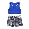 LiiYii Kids Girls Sports Gym Workout Ballet Dance Tank Top Bottoms 2PCS Tankini Set Gymnastics Outfits Blue&Black 7-8 Years view 4