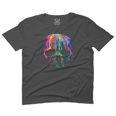 0292. Cool Graphic Skull Melting Streetwear Hip hop Society for Men T Shirt (Charcoal, 2X-Large)