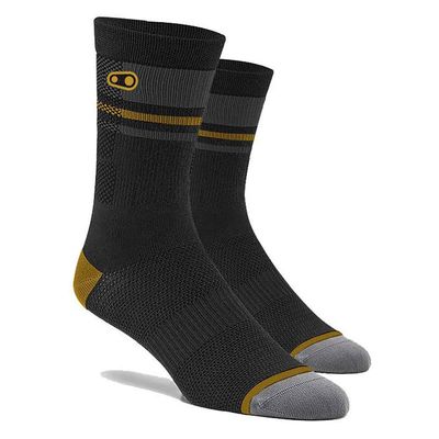 100% x Crank Brothers Trail Socks Black/Gold, M - Men's