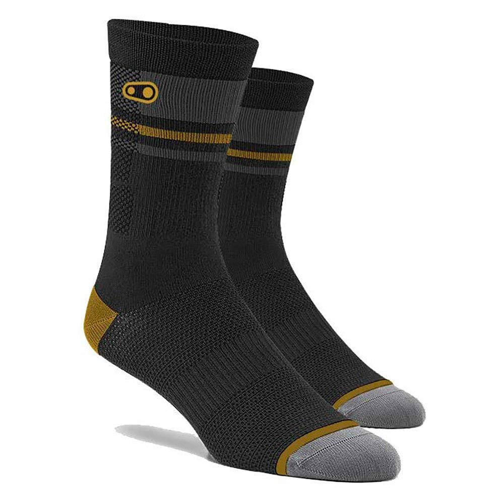 100% x Crank Brothers Trail Socks Black/Gold, M - Men's