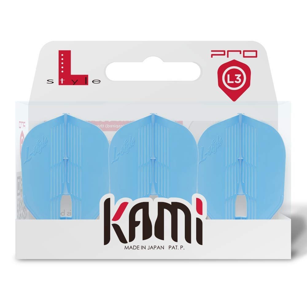 LSTYLE Dart Flights - L3 PRO KAMI Shape - Light Blue | Set of 3 | for Soft & Steel Tip Darts