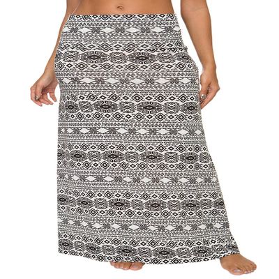 EXCHIC Women's Boho Flod Over Long Maxi Skirt Elastic High Waisted Long Skirts for Women (8, XX-Large)