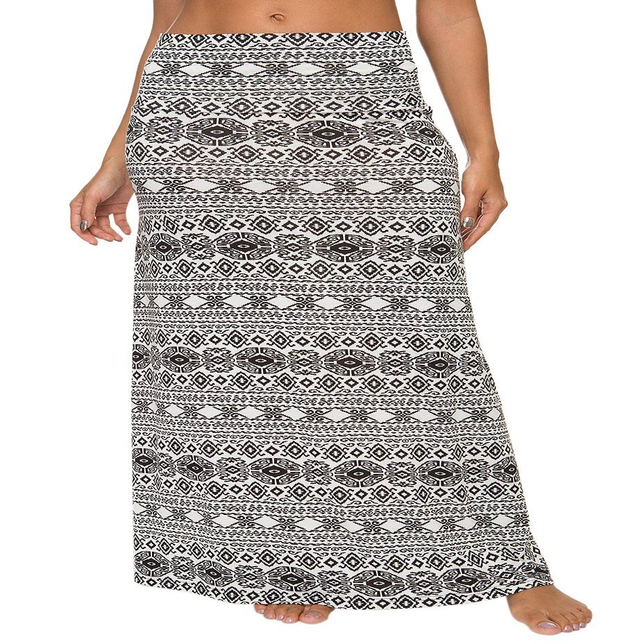 EXCHIC Women's Boho Flod Over Long Maxi Skirt Elastic High Waisted Long Skirts for Women (8, XX-Large)