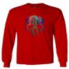 0292. Cool Graphic Skull Melting Streetwear Hip hop Society Men's Long Sleeve t Shirt (Red, 2X Large) view 1