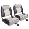 XGEAR Deluxe Low Back Boat Seat, Fold-Down Fishing Boat Seat (2 Seats) (C-White/Charcoal) view 1