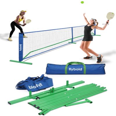 flybold Pickleball Nets | Portable Net Regulation Size Equipment Lightweight Sturdy Interlocking Metal Posts with Carrying Bag for Indoor Outdoor Pickle Ball Game Court | Full Court Size- 22ft