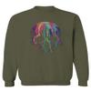 0292. Cool Graphic Skull Melting Streetwear Hip hop Society Men's Crewneck Sweatshirt (Olive, X-Large) view 1