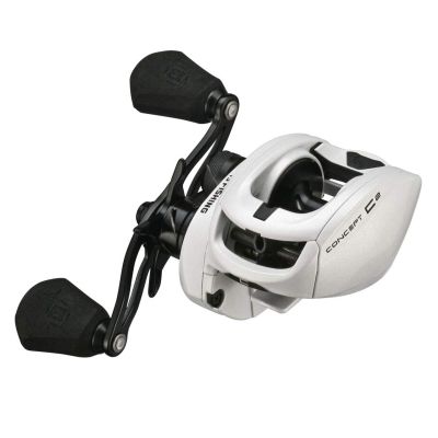 13 FISHING - Concept C2 - Low-Profile Baitcast Fishing Reel - 7.5:1 - Left Hand Retrieve (Fresh+Salt) - C2-7.5-LH, White
