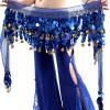 WEKIOOBON Belly Dance Hip Scarf, Sweet Belly Dance Skirt Wrap Performance Bling Sequins Coins, Belly Dancer Costumes for Women (Dark Blue) view 1